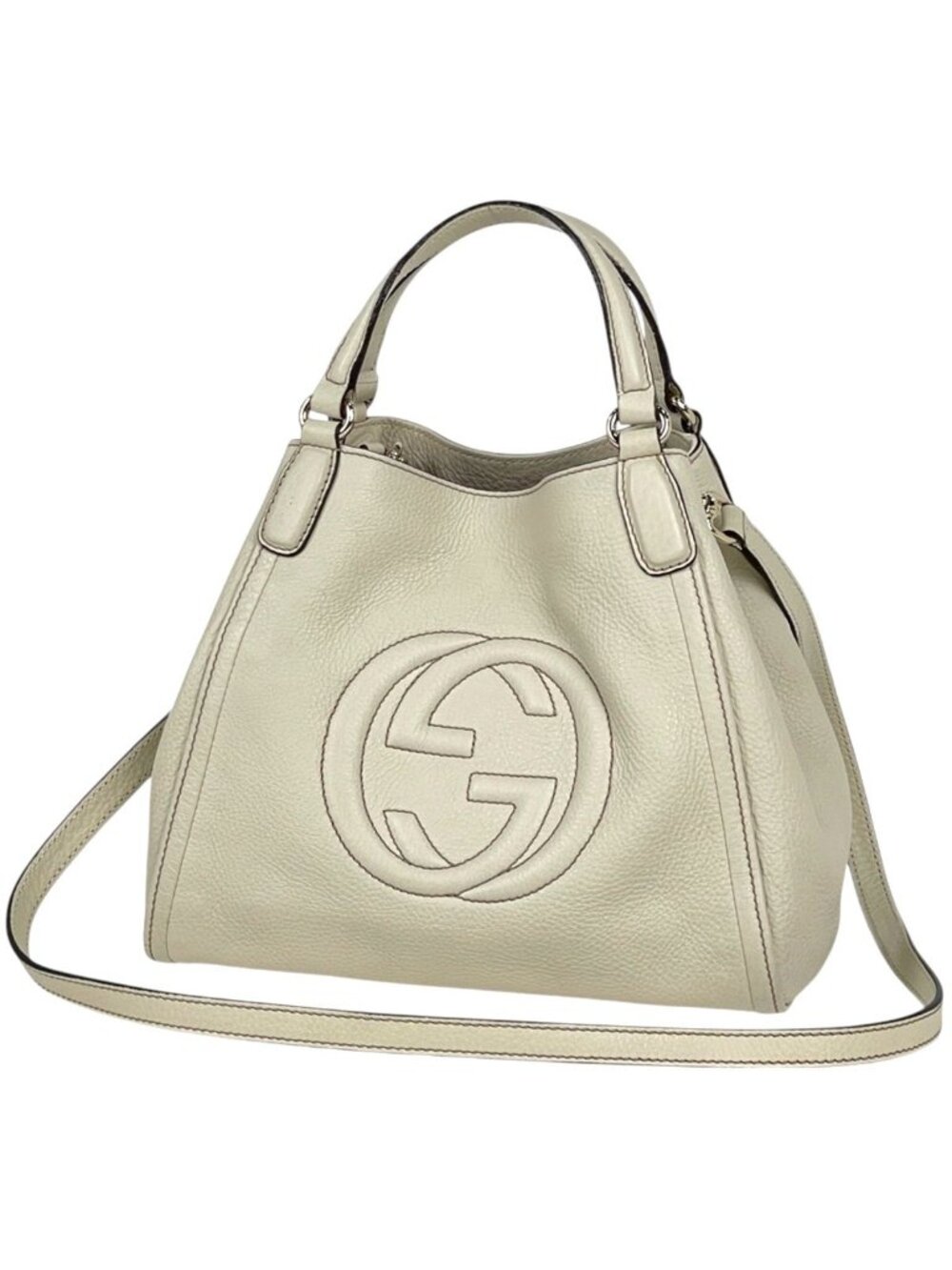 Gucci Handbag Soho Interlocking G 2-Way Leather Ivory